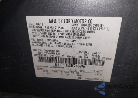 2018 Ford Ecosport Se z USA, uszkodzony, nr VIN MAJ3P1TE3JC246696